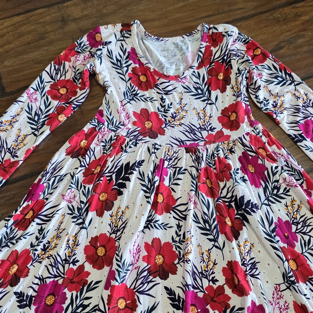 Floral Long Sleeve Kids Dress - Picture 3 of 8